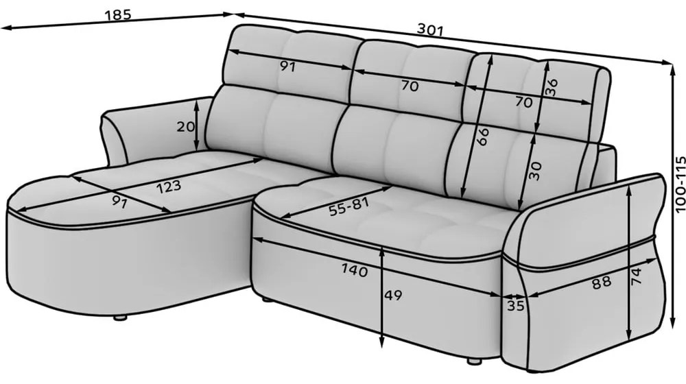 Тъмносив кадифен сгъваем/с място за съхранение ъглов диван (ляв ъгъл) Beneth – ELTAP