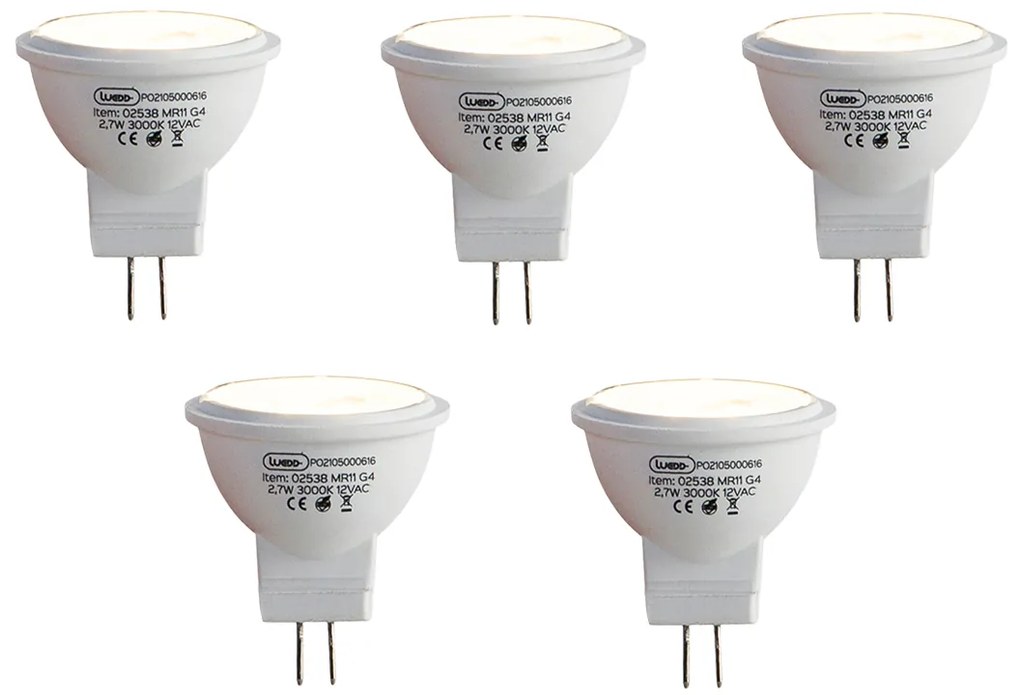 Комплект от 5 LED крушки G4 MR11 2.7W 210lm 3000K 12V