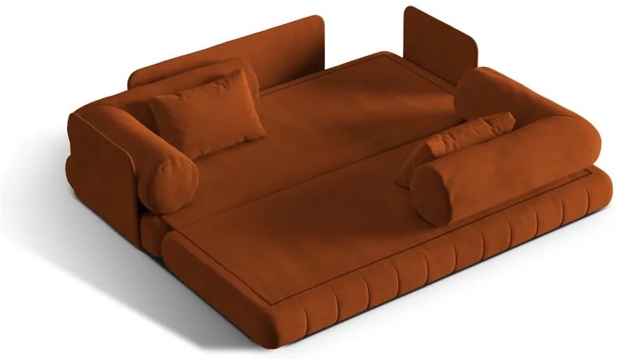 Теракотен кадифен сгъваем диван 206 cm Kemi – Cosmopolitan Design