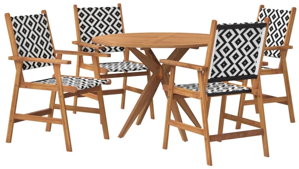 3283573 vidaXL Градински трапезен комплект от 5 части, акациево дърво масив