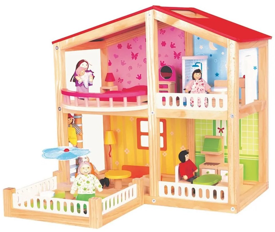 Lelin Toys - Дървена къща-вила, Лятно настроение