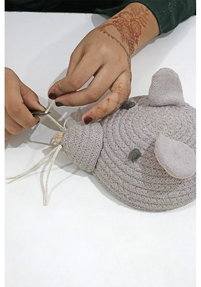 Сива текстилна детска кошница за играчки ø 15x15 cm Mini Renata the Rat – Lorena Canals