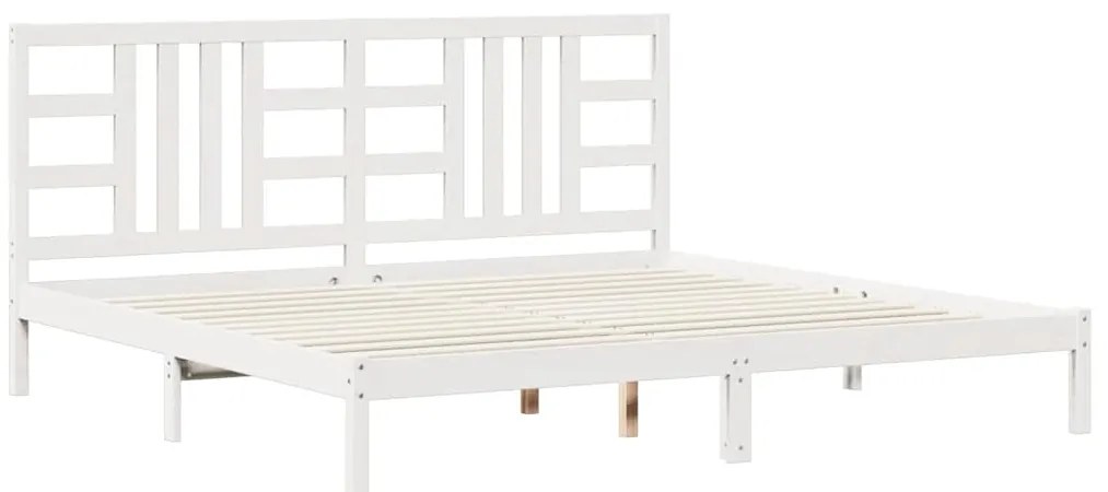 3105426 vidaXL Рамка за легло, бяла, дърво масив, 200x200 см