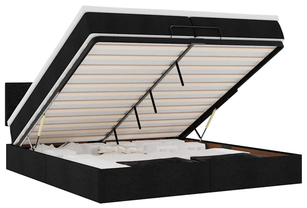 3312252 vidaXL Османска легло с матрак и LED, черно, 200x200 см, плат