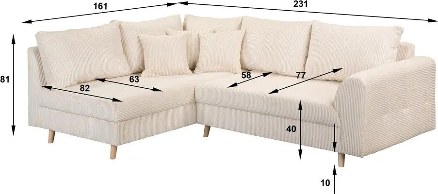 Тъмносив ъглов диван (ляв ъгъл) Ariella - Ropez