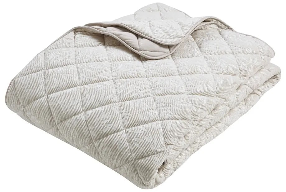 Бежово капитонирано покривало за легло 240x260 cm Corded Leaves – Catherine Lansfield