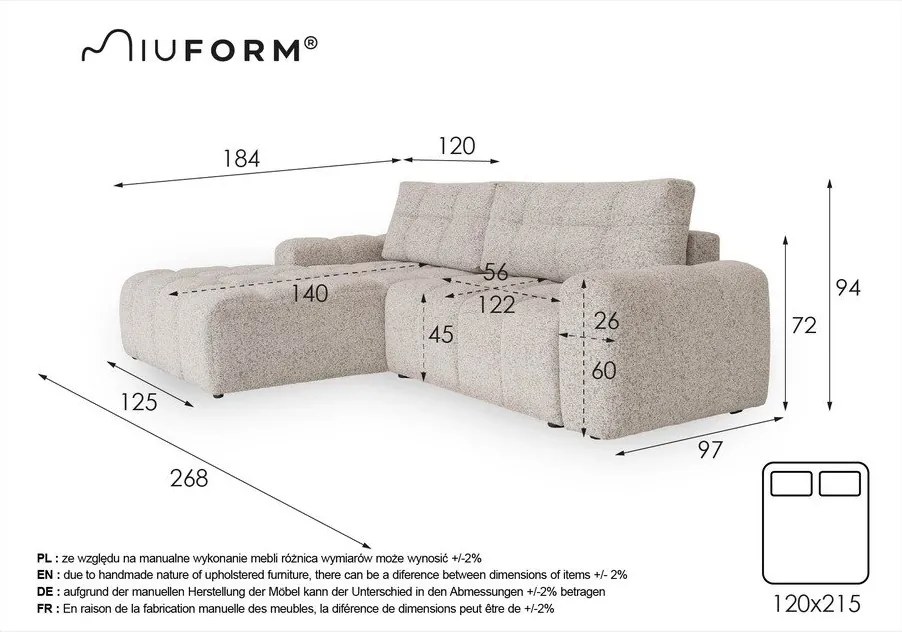 Бежов разтегателен модулен ъглов диван с място за съхранение (ляв ъгъл) Lulu – Miuform