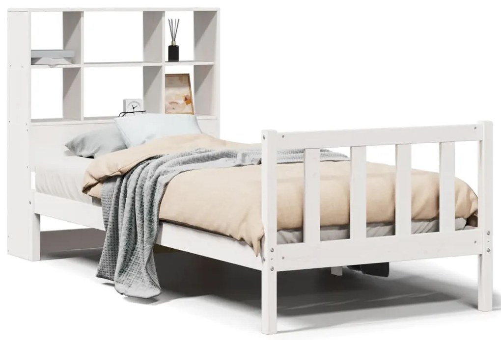 3321699 vidaXL Легло с етажерка за книги, без матрак, 90x200 см, бор масив
