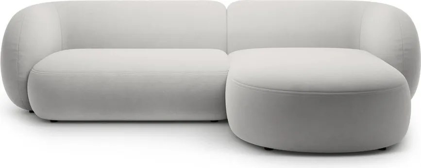 Светлосив кадифен ъглов диван (десен ъгъл) Kate – Micadoni