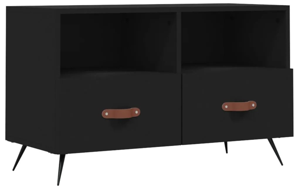 828941 vidaXL ТВ шкаф, черен, 80x36x50 см, инженерно дърво