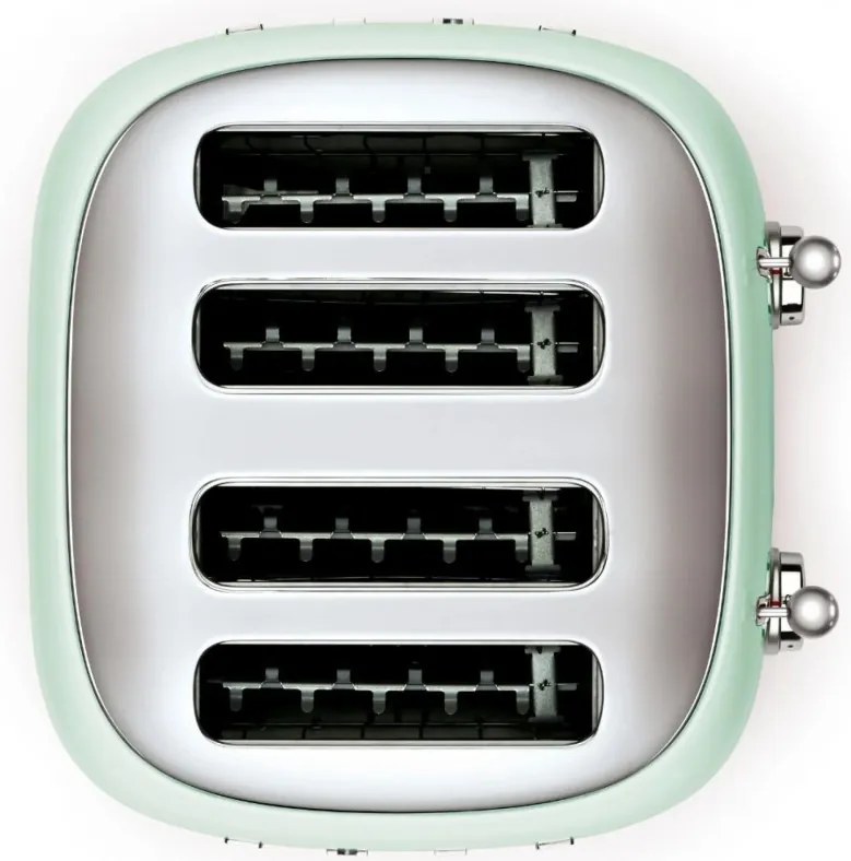 Тостер за хляб SMEG 50's Style TSF03PGEU, 2000W, 4 филии, 6 нива, Тавичка за трохи, Вграден кабел, Неръждаема стомана, Зелен