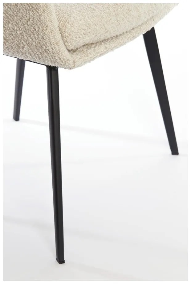 Кремав тапициран трапезен стол с подлакътници Leone – Light & Living