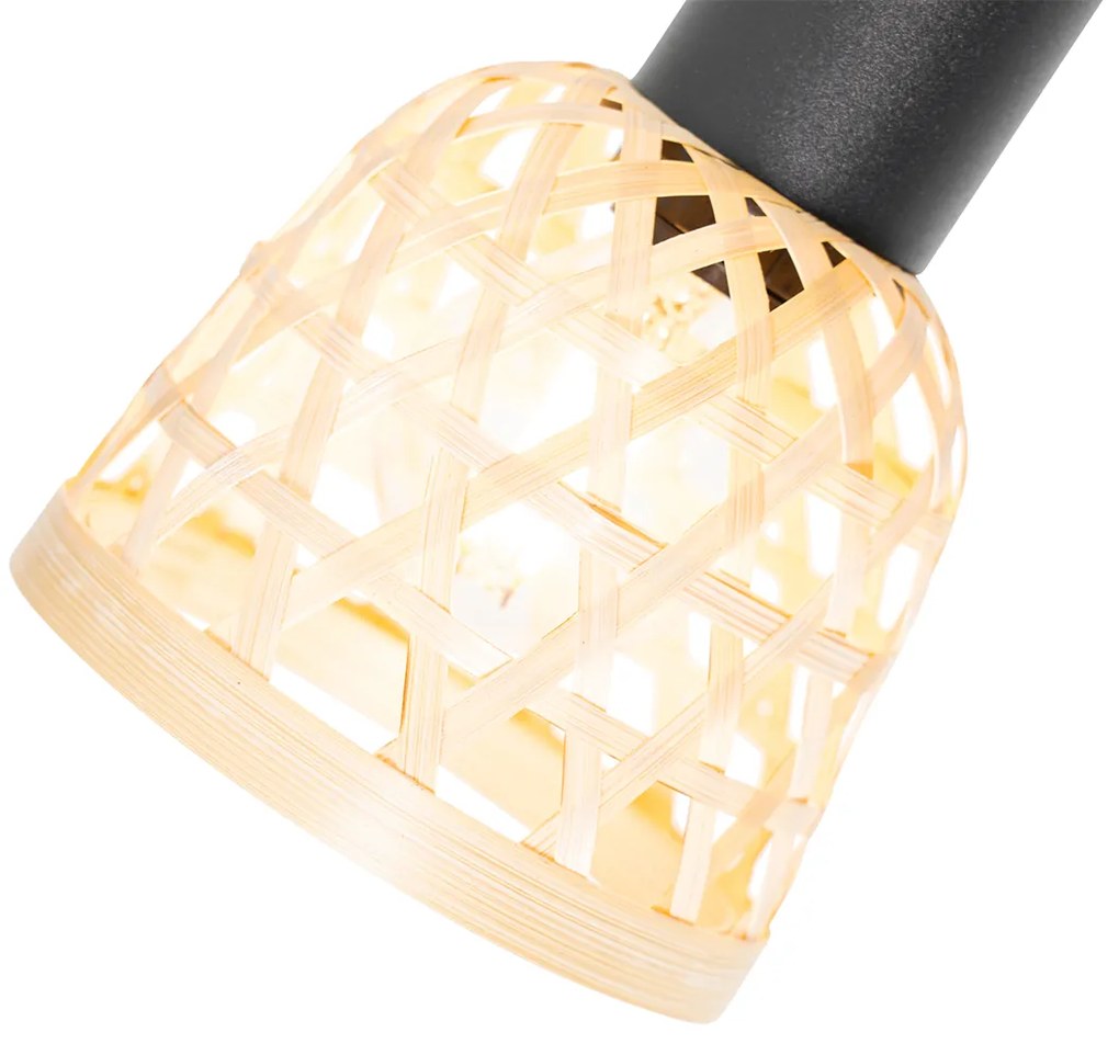 Ориенталски прожектор черен с бамбук 2-светлина - Rayan