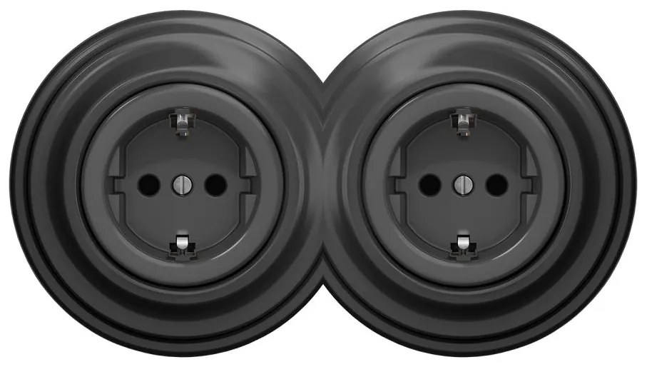 Kliklap - Двойна ретро битова SCHUKO розетка с рамка 230V антрацит