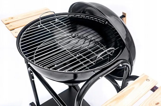 Скара на дървени въглища, сферична, с капак