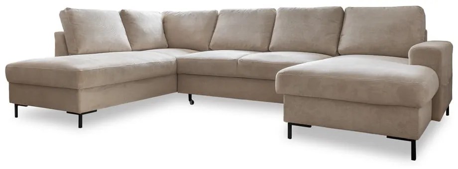 Бежов разтегателен ъглов диван от рипсено кадифе (ляв ъгъл) Lofty Lilly – Miuform