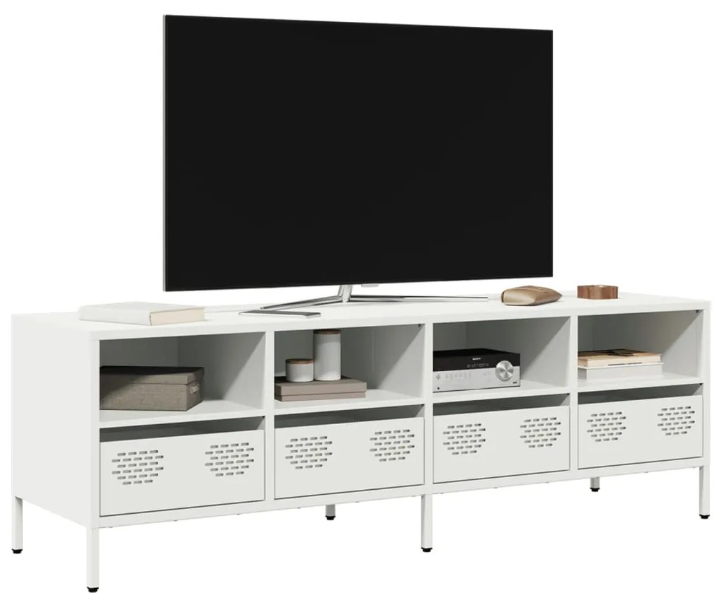 851333 vidaXL ТВ шкаф, бял, 135x39x43,5 см, студеновалцувана стомана