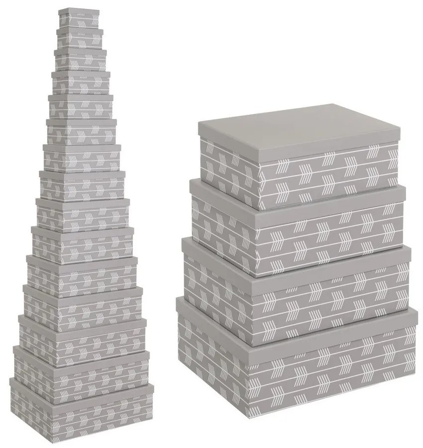 Картонени кутии за съхранение в комплект от 15 броя с капак Route - Casa Selección