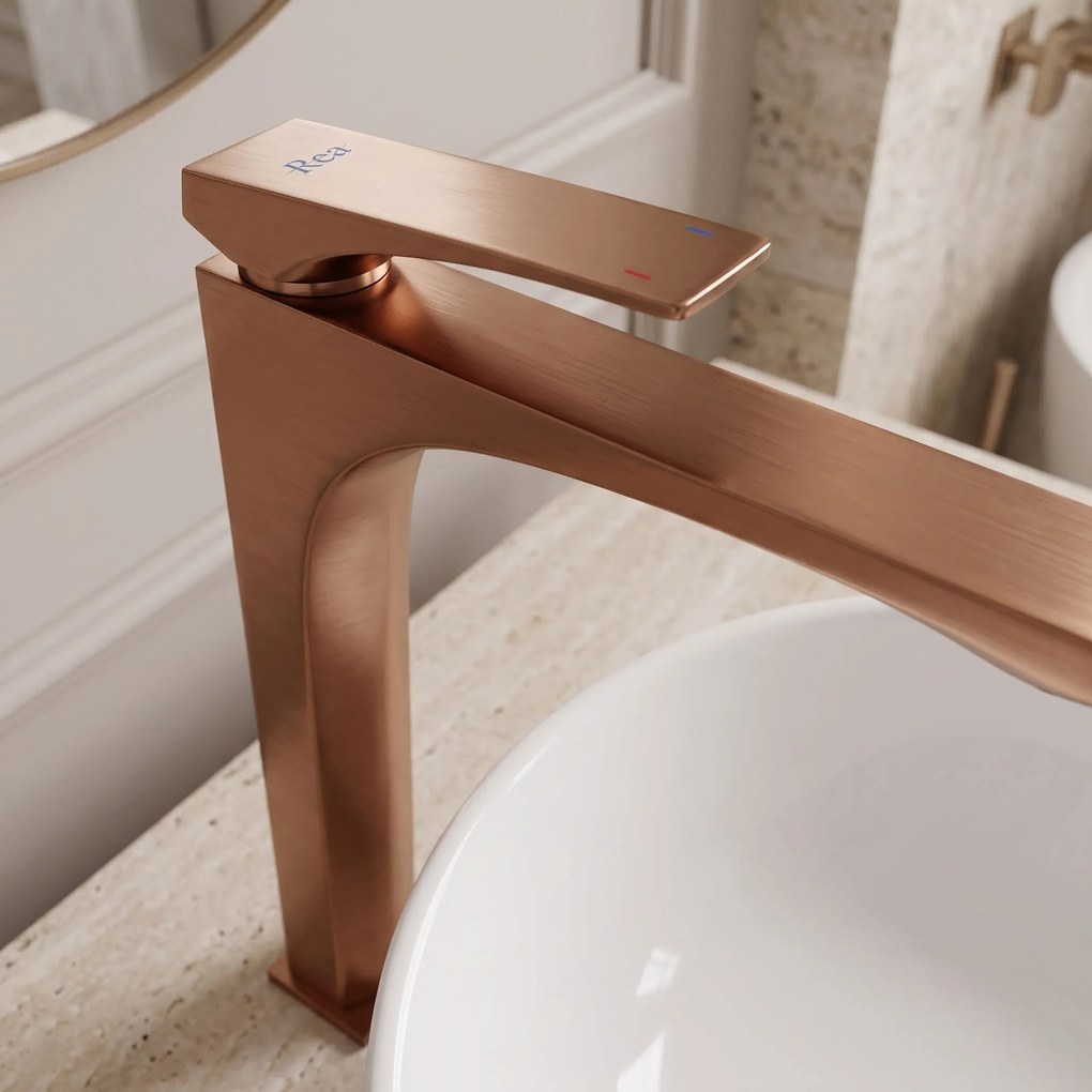 Смесител за мивка PREMIUM Rea Joe Brush Copper High