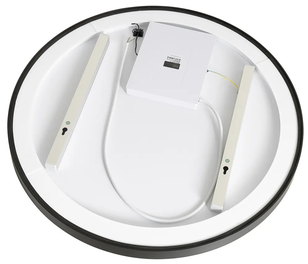 Огледало за баня черно 70 см с LED с допирен димер - Miral