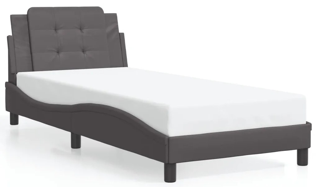 3208159 vidaXL Рамка за легло без матрак Zadar, сива, 90x200 см, изкуствена кожа
