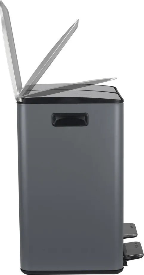 Тъмносиво стоманено кошче за боклук 2x20 l за рециклиране с педал Aliya – Spirella