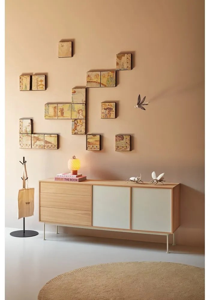 Кремавобял скрин с дъбов фурнир , ширина 180 см Yoko - Teulat