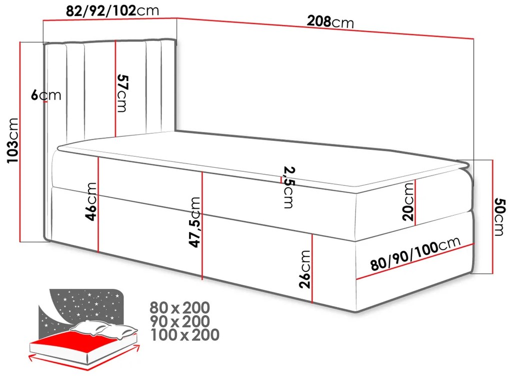 Тапицирано легло Carmen Mini-Mauro-90 x 200-Deksia