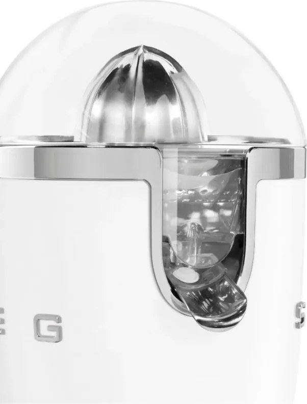 Електрическа цитрус преса Smeg CJF11WHMEU, 70 W, Антикапкова система, Противоплъзгаща се основа, Бял мат