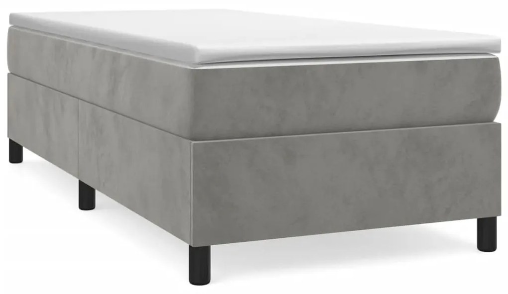 3121102 vidaXL Рамка за легло с пружини, светлосива, 100x200 см, кадифе