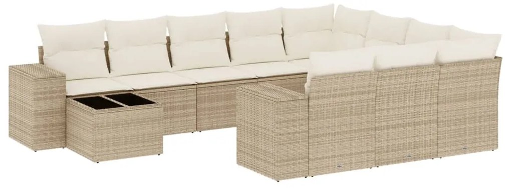 3255465 vidaXL Градински диван с възглавници, 11 части, бежов полиратан