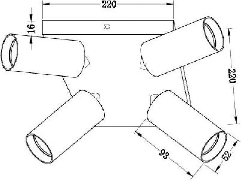 Квадратен спот за таван LUX, бял, 4хGU10