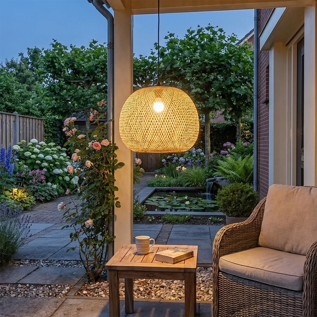 Ориенталски висящ аплик за външна употреба бамбук IP44 - Rafael