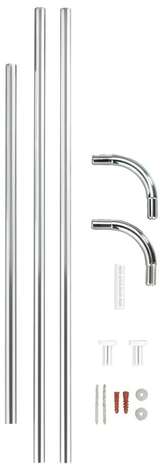 Универсален ъглов прът в сребристо за душ завеса Сребро, ø 2 cm - Wenko