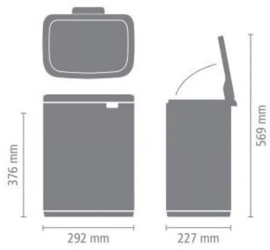 Кош за боклук Brabantia Bo Small 1006622, 4 л, Плавно и безшумно отваряне, Черен мат