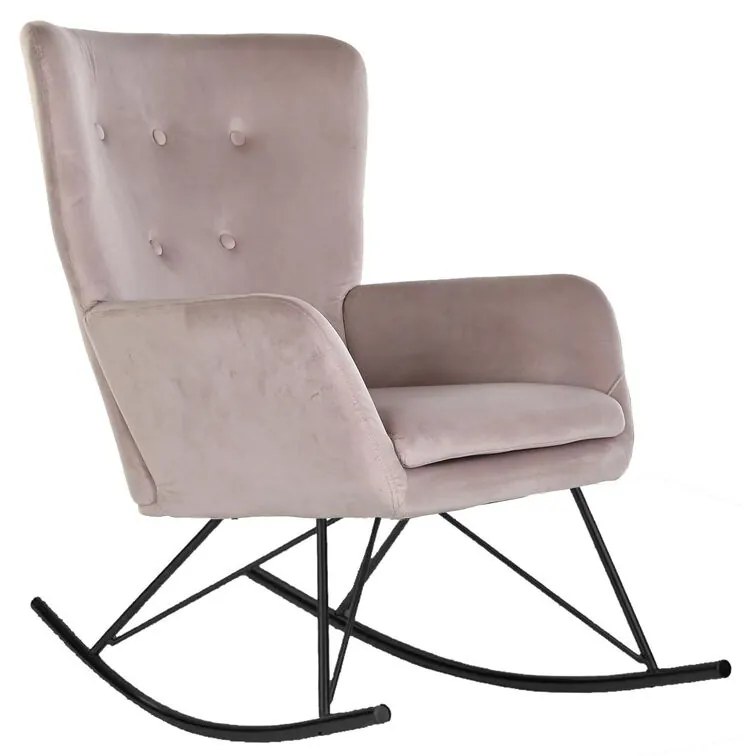 Люлеещ се стол Home ESPRIT Черен Розов полиестер Метал 68 x 90 x 92 cm
