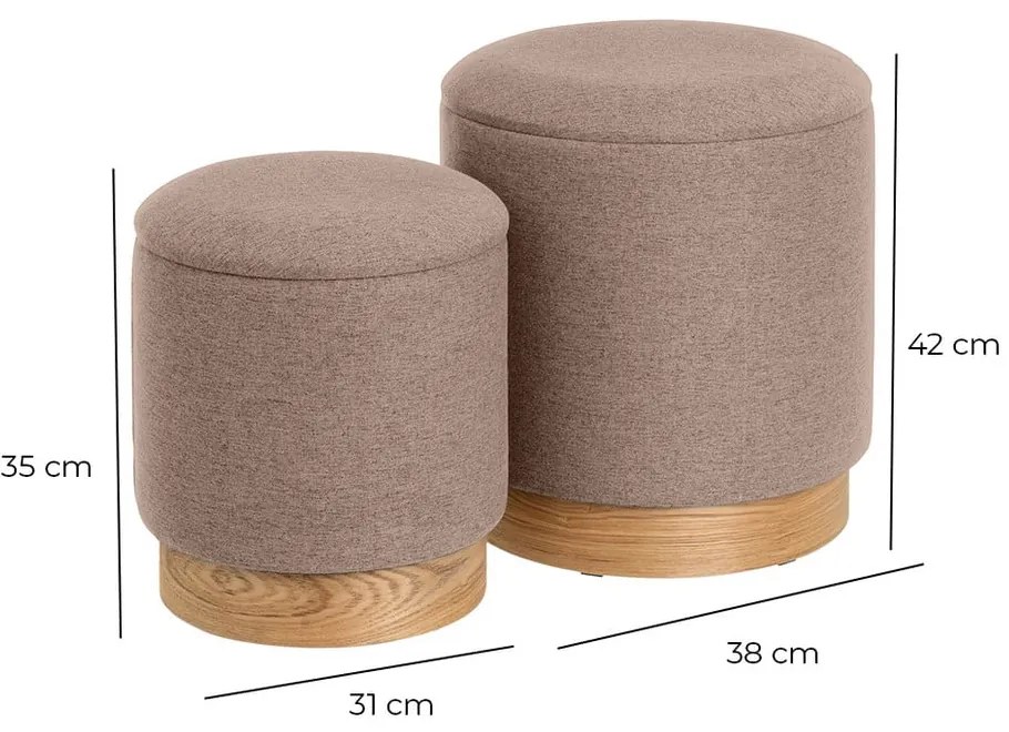 Светлокафяви табуретки в комплект 2 бр. – Casa Selección