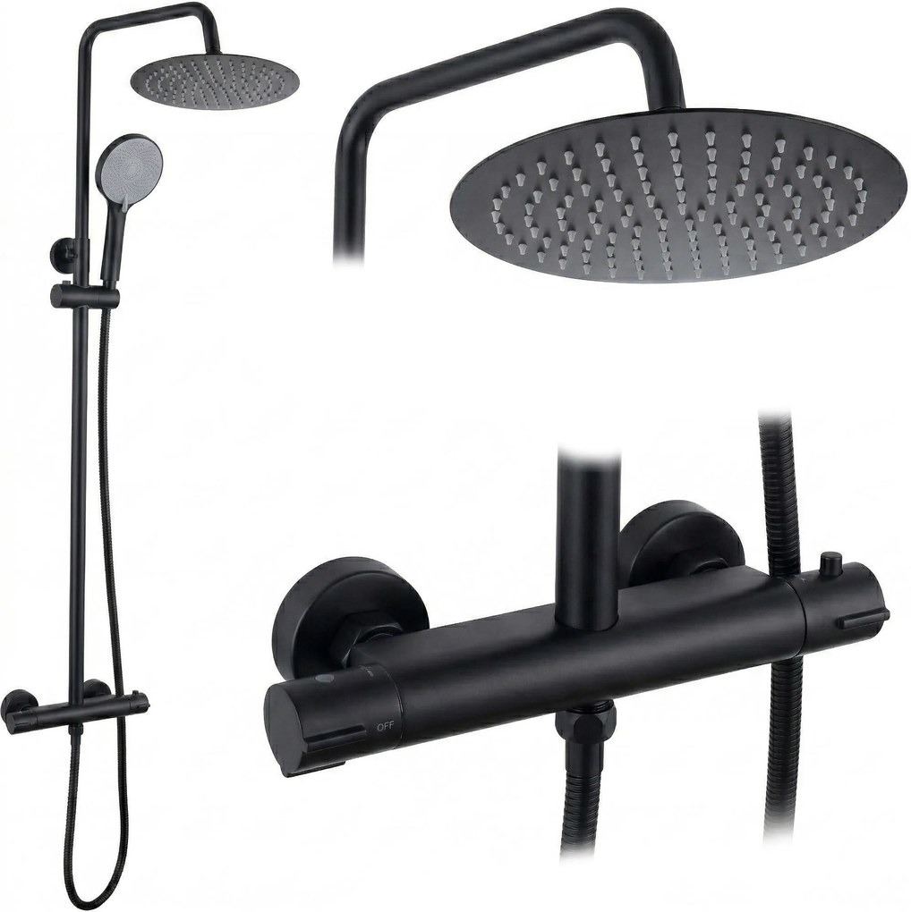 Душ комплект без чучур с термостат Rea Lungo Black