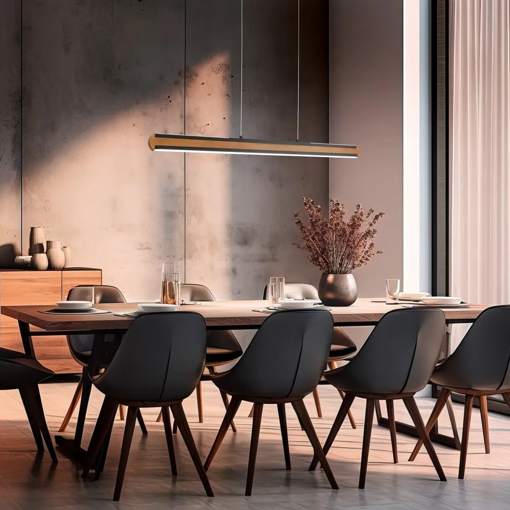 Черно и естествено LED висящо осветително тяло Deacon – Trio