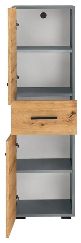 Висок/тесен шкаф за баня от декор от дъб в естествен цвят 130x35 cm Malika – Støraa