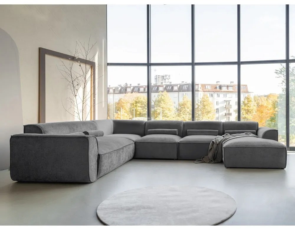 Сив ъглов диван (ляв ъгъл/"U" форма) Flex Felix – Miuform