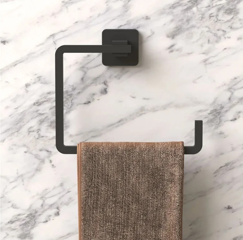 Закачалка за кърпа TEKNO TEL TR MG 335B, 19х14х6 см, Закрепване с дюбел, Матово черно