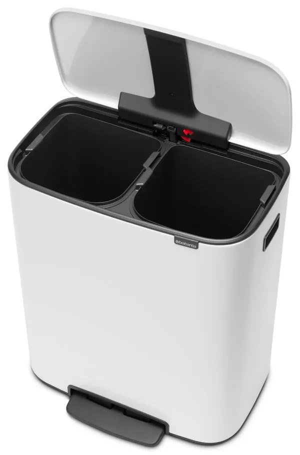 Бяло стоманено кошче за боклук за рециклиране с педал 60 l Bo – Brabantia