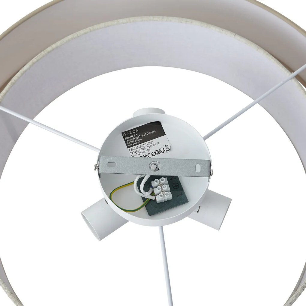 Модерна таванна лампа бежова 50 см 3-лампи - Drum Duo