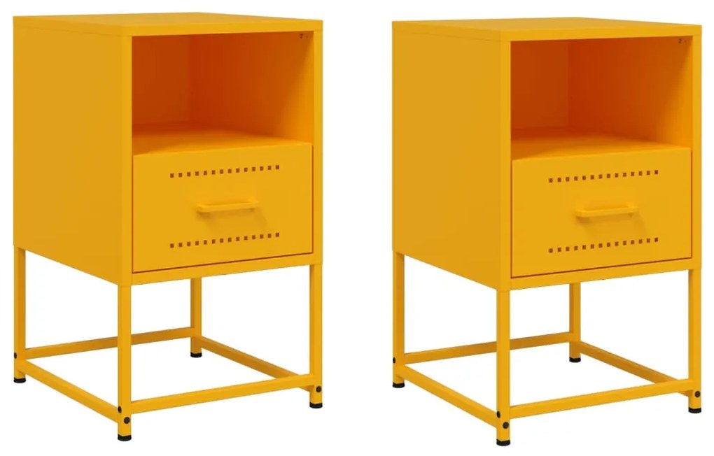 846561 vidaXL Нощни шкафчета 2 бр горчица жълто 36x39x60,5 см стомана