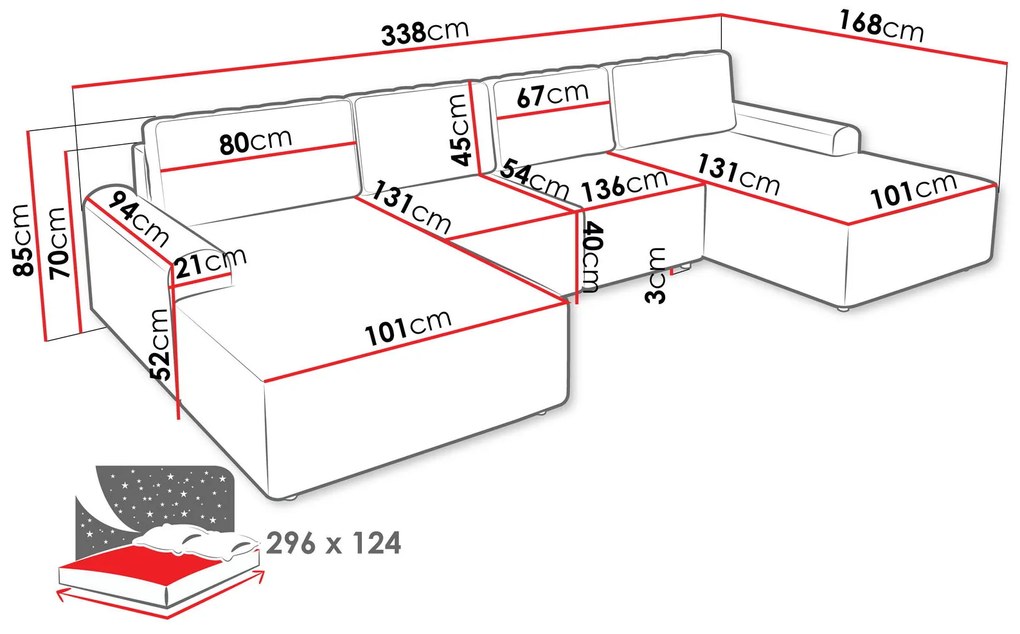 Ъглов диван Bella XL-Син