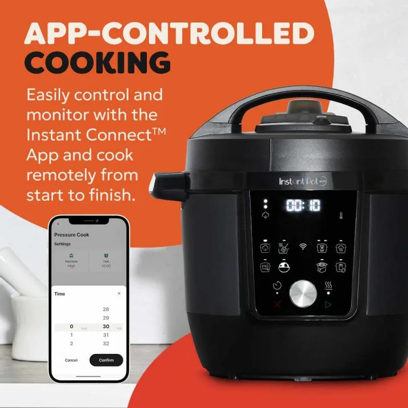 Мултикукър Instant Pot Plus 60 WiFi, 1000W, 5.7 л, 9 програми, WiFi управление, LCD дисплей, Неръждаема стомана, Черен