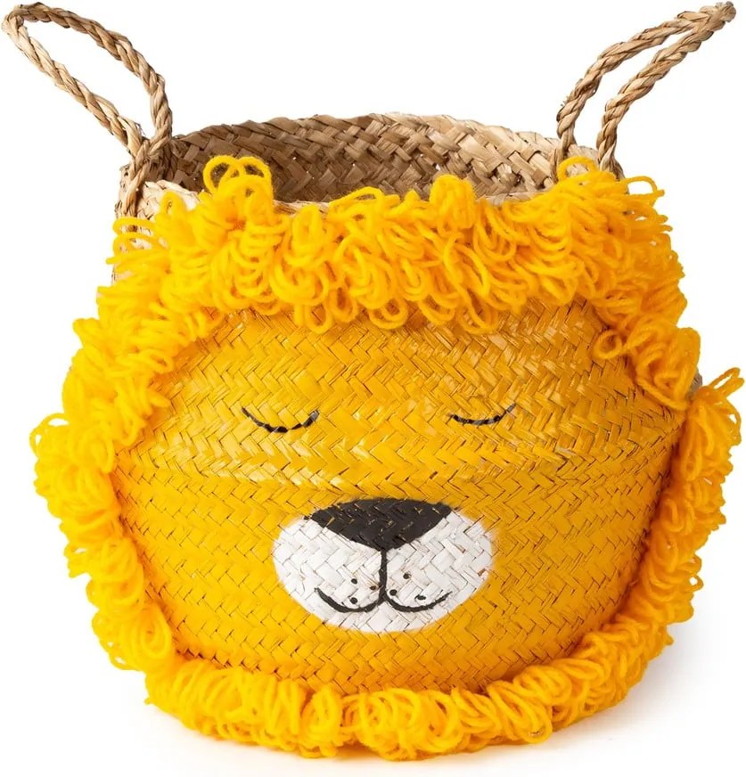 Жълта/естествена детска кошница за играчки от морска трева ø 30x28 cm Lion – Compactor