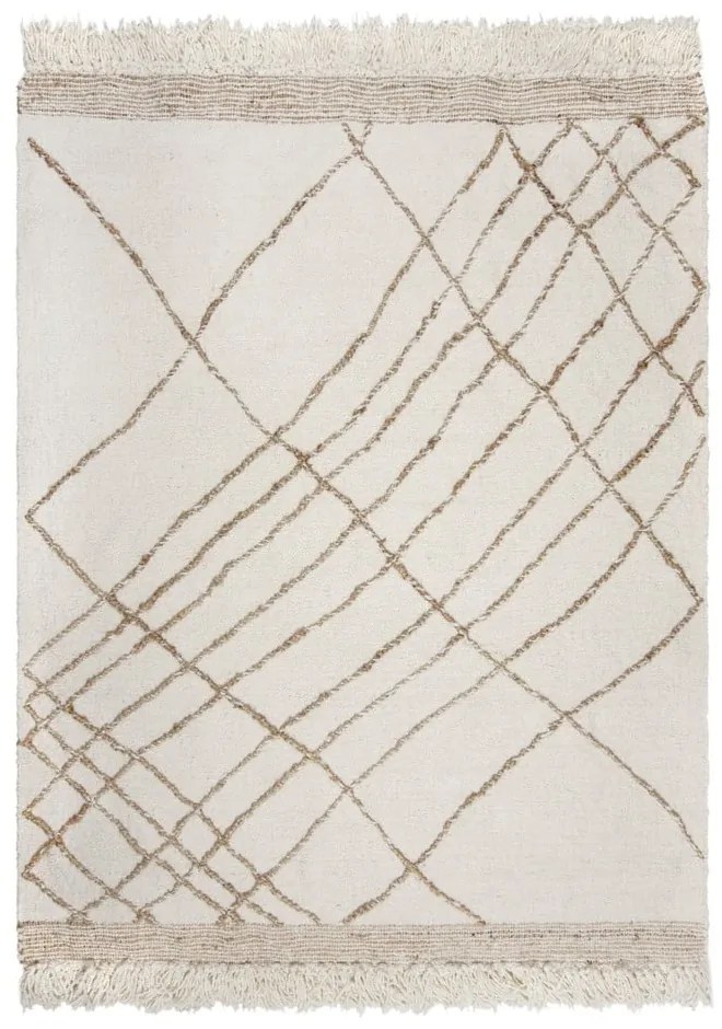 Кремав ръчно изработен килим със смес от вълна 160x230 cm Astera Linear – Flair Rugs