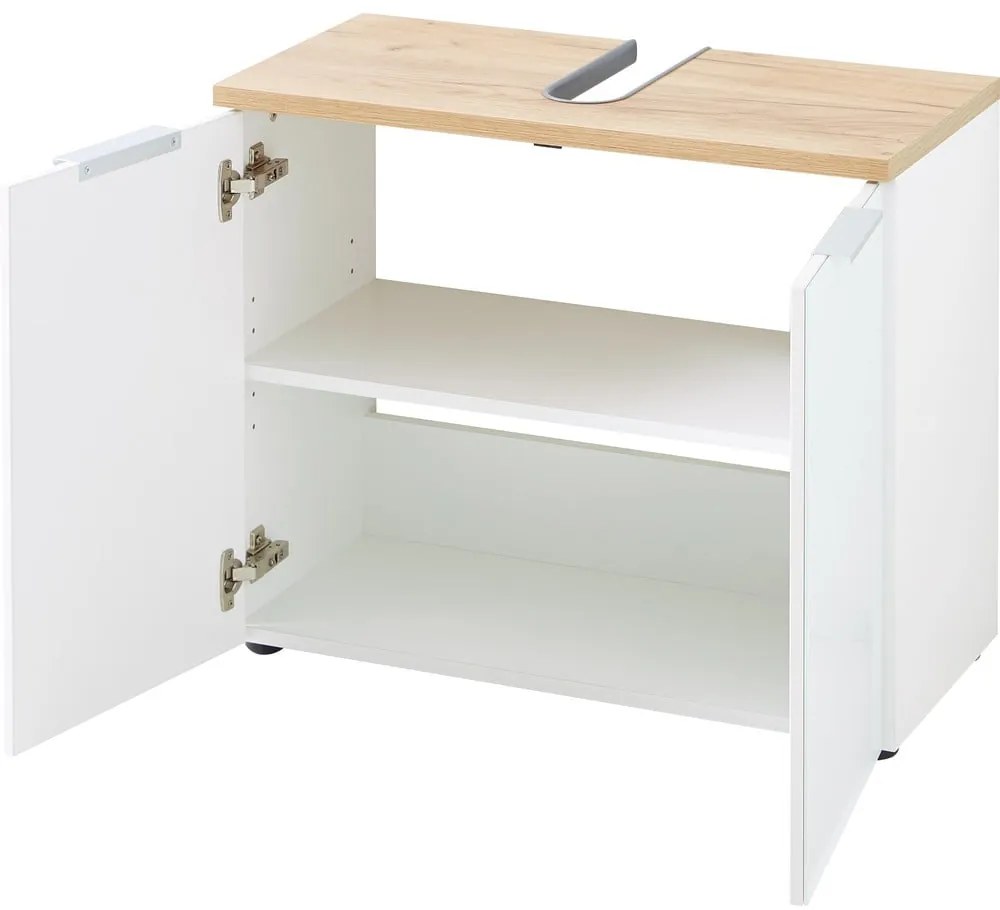 Дъбов шкаф за мивка в бял цвят 70x58 cm Pescara - Germania